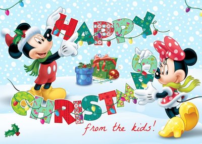 Mickey & Minnie Mouse Christmas Card From The Kids