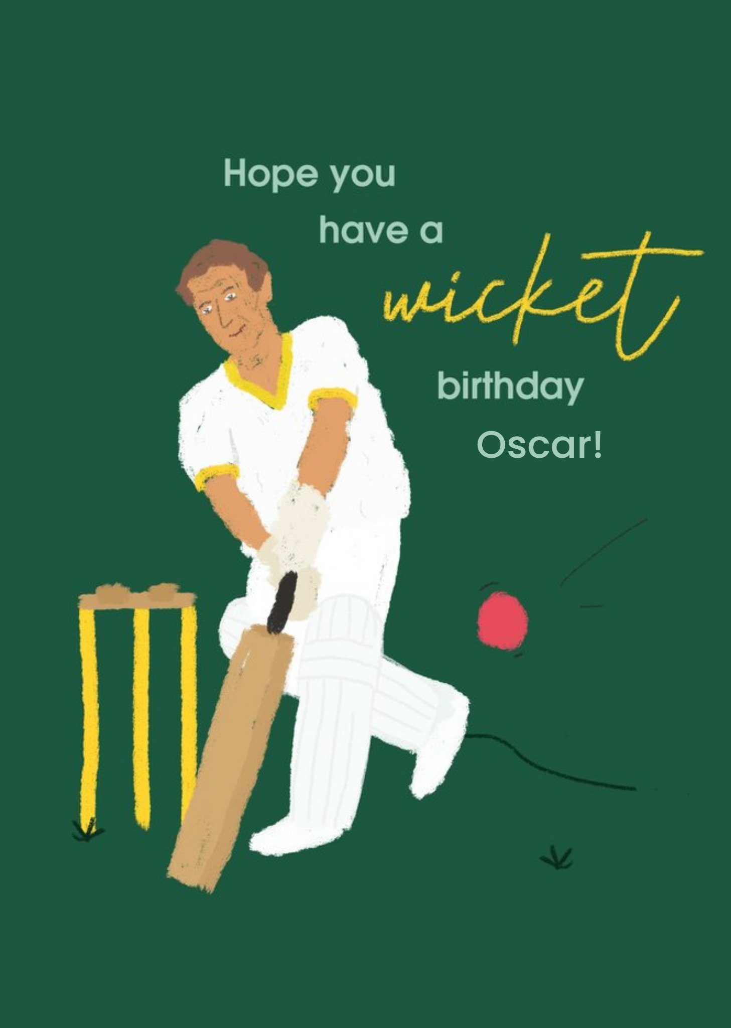 Moonpig Chipper Illustration Of A Cricket Player Birthday Card