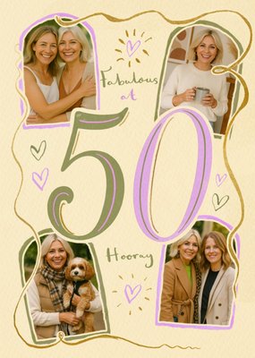 Fabulous at 50 Photo Upload Birthday Card  