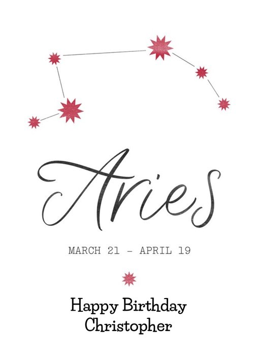 Aries Zodiac Sign Birthday Card