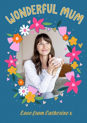 Damien Barlow Floral Illustrated Photo Upload Mother's Day Card