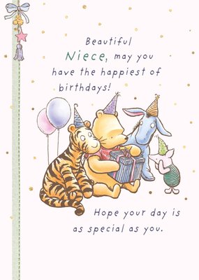 Beautiful Niece Disney Winnie The Pooh Illustrated Photo Upload Birthday Card