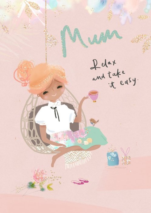 Illustrated Woman In Chair Mothers Day Card