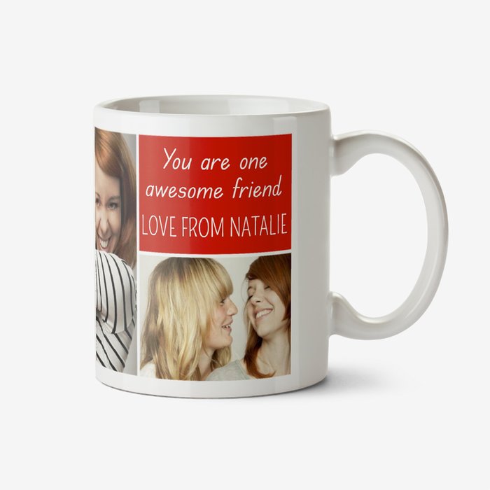 Image Trio Photo Upload and Personalised Text Mug