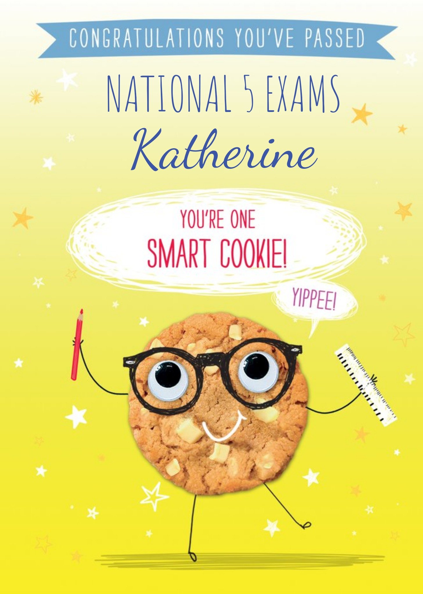 Moonpig Bright Illustration Of A Smart Cookie Congratulations You've Passed National 5 Exams