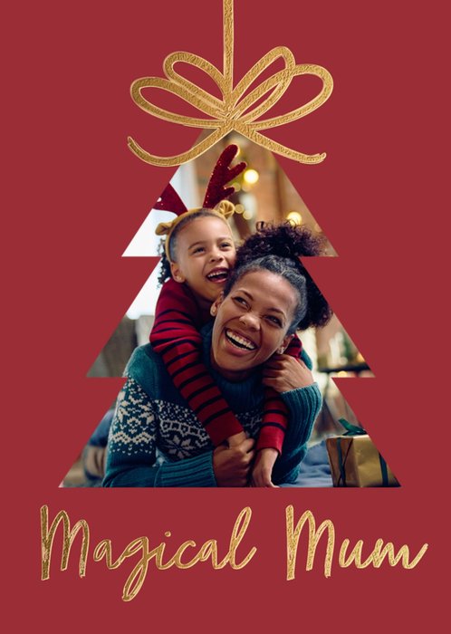 Magical Mum Bauble Photo Upload Christmas Card