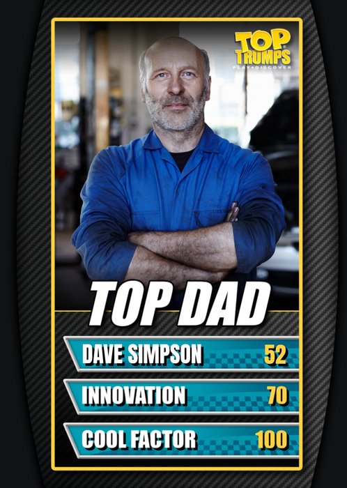 Top Trumps Top Dad Photo Upload Birthday Card