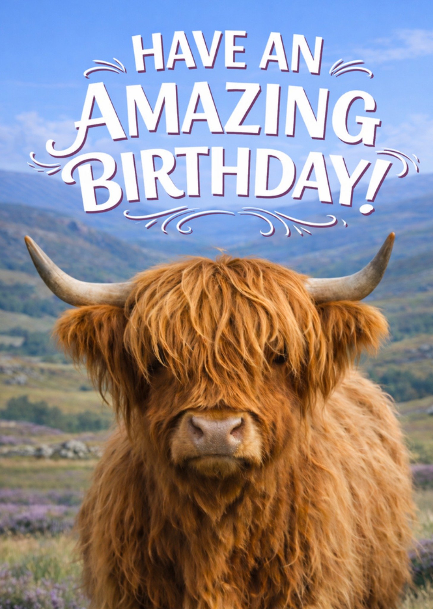 Moonpig Have An Amazing Birthday Highland Cow Birthday Card