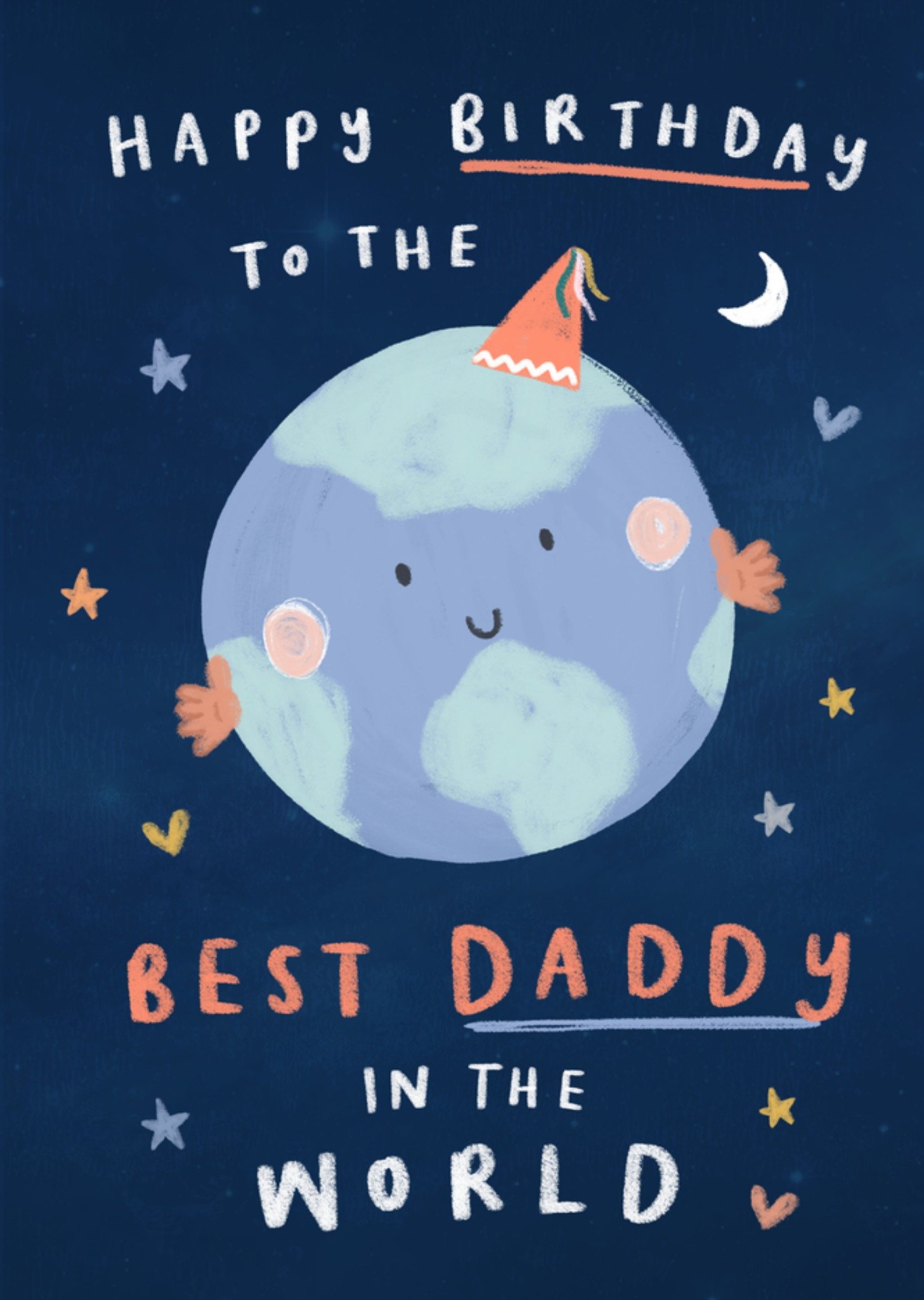 Moonpig Happy Birthday Best Daddy In The World Cute Illustrated Planet Earth Card