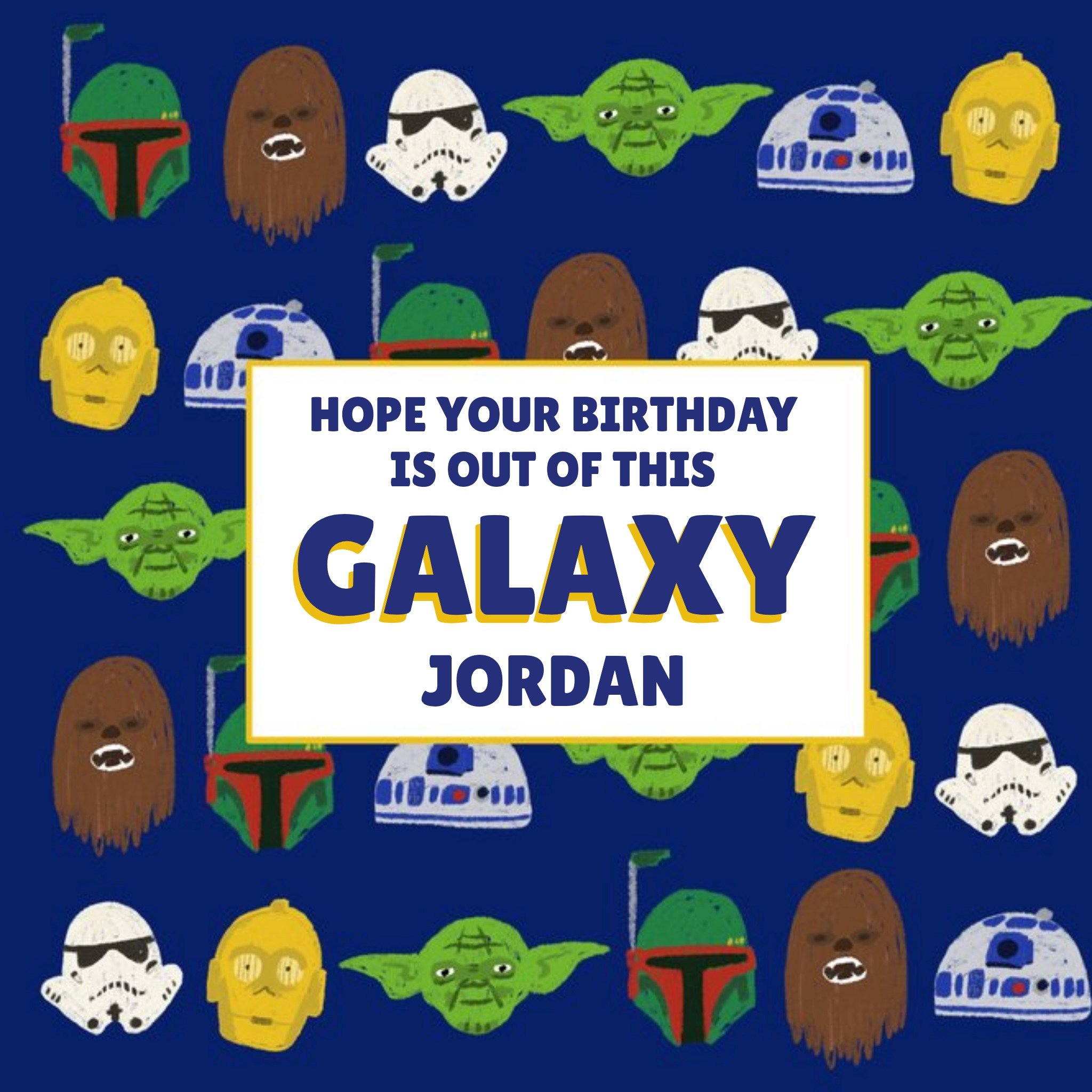 Disney Star Wars Boba Fett Chewbacca Yoda R2D2 Stormtrooper Out Of This Galaxy Kids Birthday Card