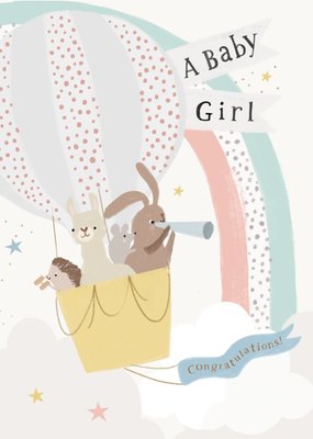 Baby Girl Congratulations Illustrated Card