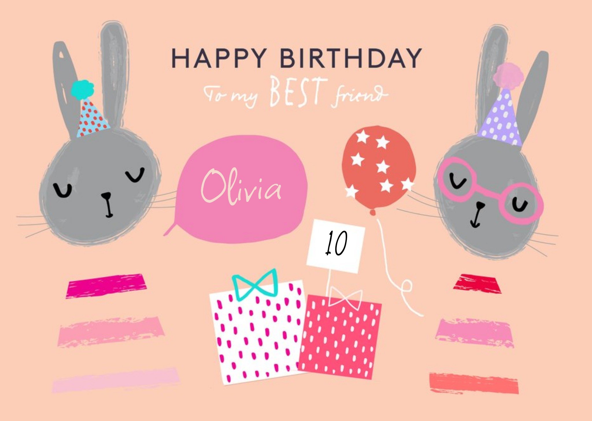 Moonpig Party Oclock Best Friend Pink Birthday Card