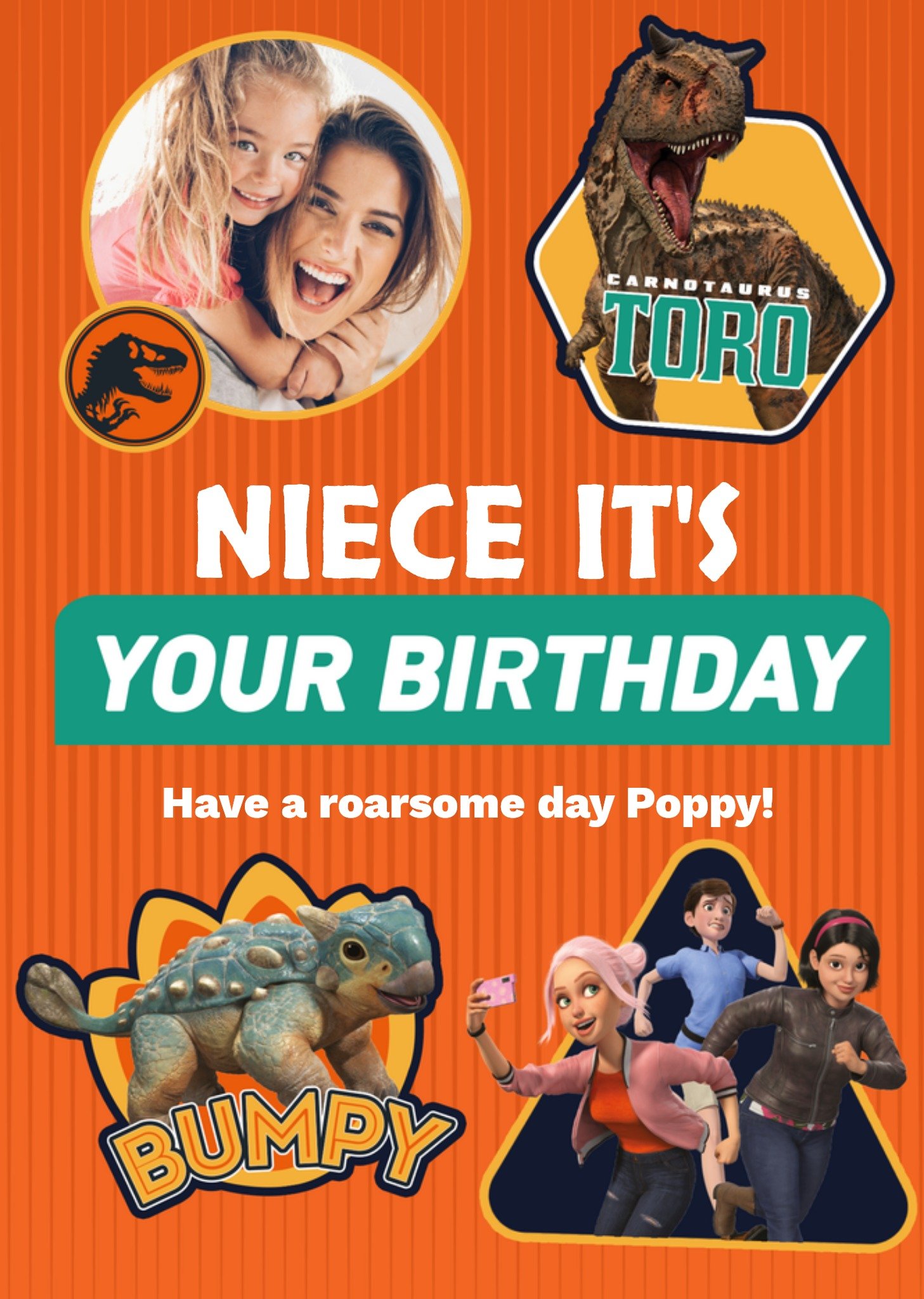 Jurassic World Jurassic Camp Cretaceous Niece Birthday Photo Upload Card