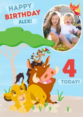 Disney Lion King Birthday Photo upload Card  4  Today!