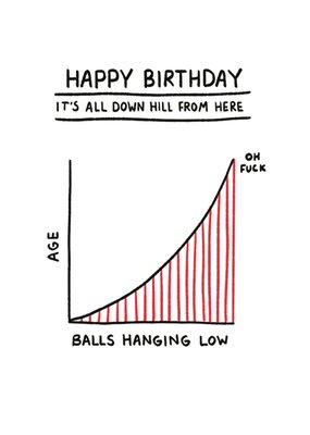 Scribbler It's All Down Hill From Here Drawn Graph Birthday Card