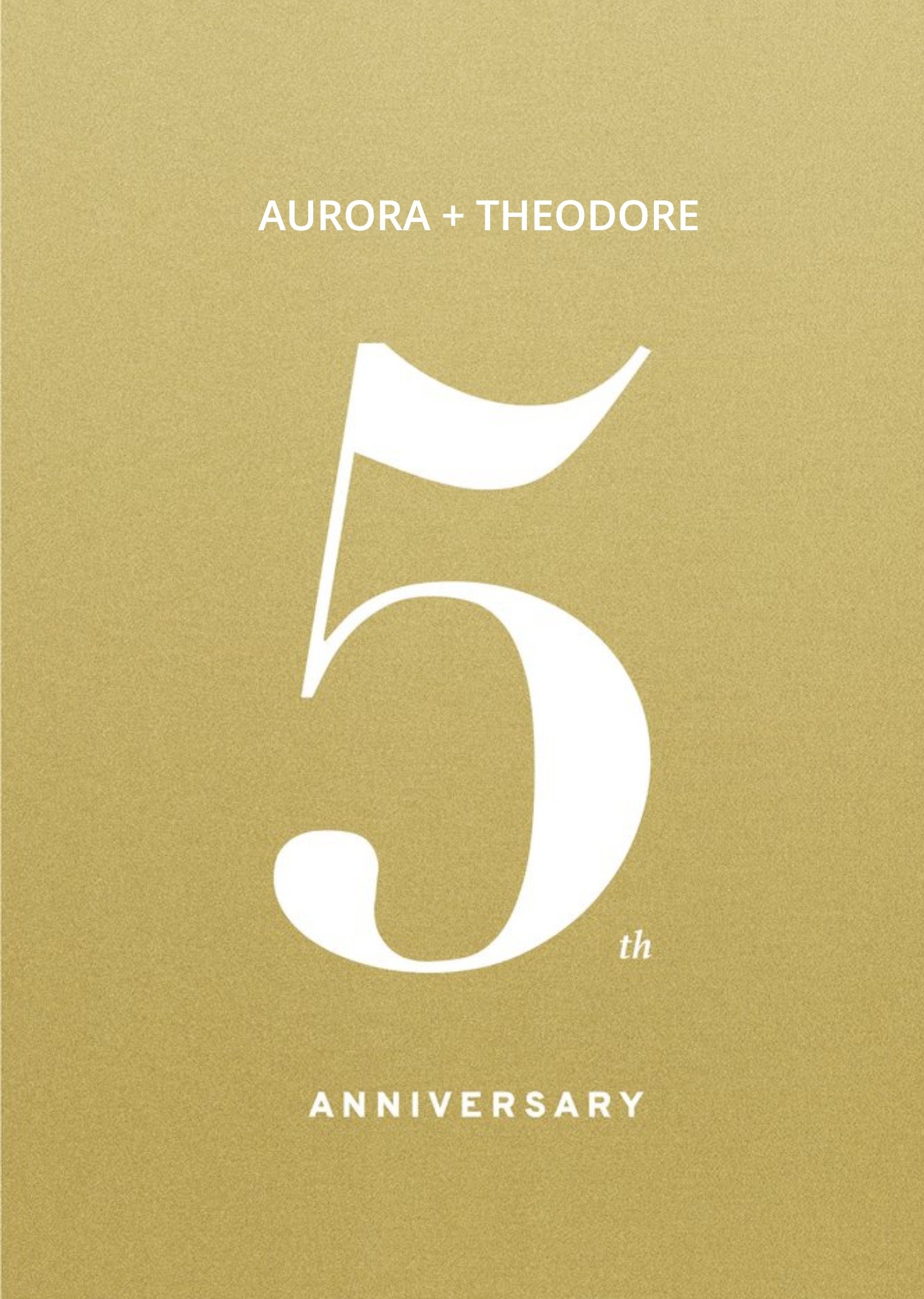 Moonpig Typographic Fifth Personalised Anniversary Card
