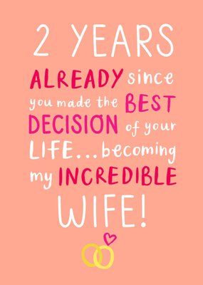 Incredible Wife Anniversary Card