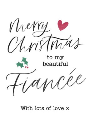 Modern Typographic Beautiful Fiancee Christmas Card