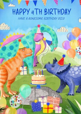 Okey Dokey Illustrated Dinosaurs Roarsome Birthday Card