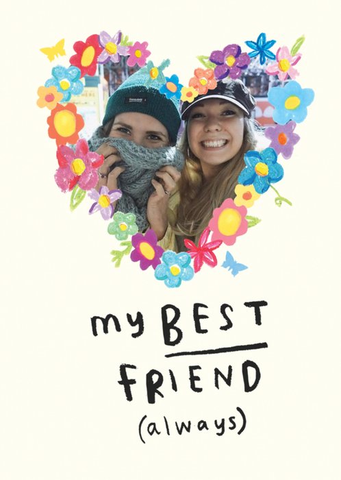 Floral Heart Best Friends Photo Upload Card