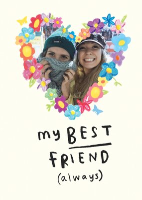 Floral Heart Best Friends Photo Upload Card