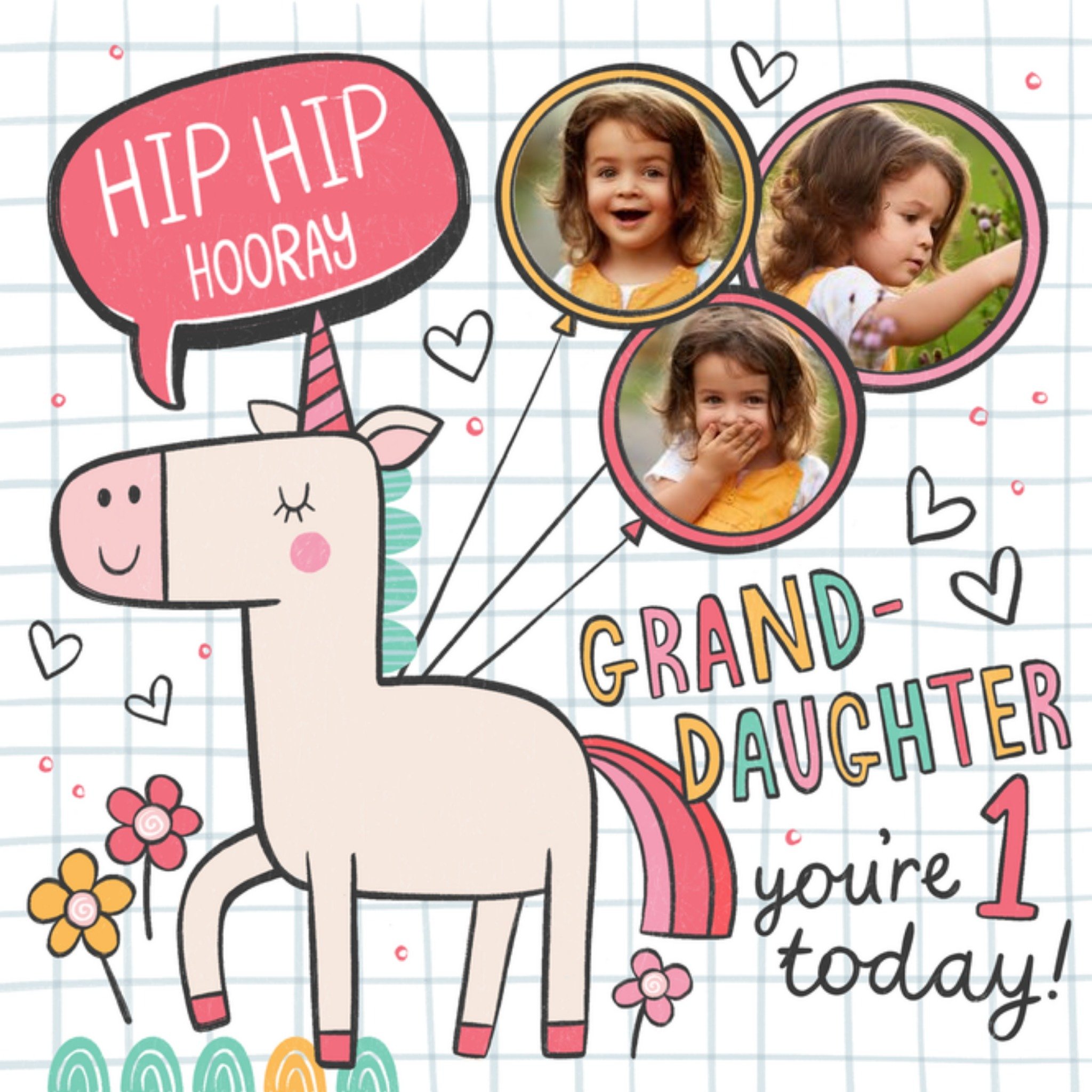 Moonpig Cute Illustrations Of A Unicorn Granddaughter Photo Upload Birthday Card