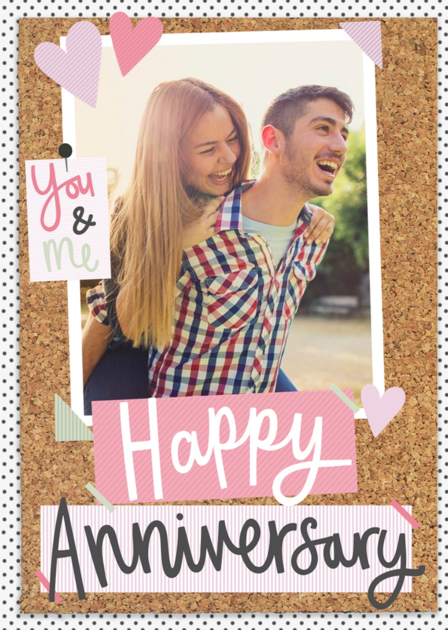 Moonpig Pinboard Happy Anniversary Photo Upload Card