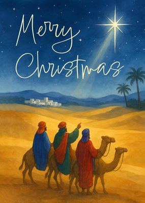 Traditional Three Wise Men Illustrated Christmas Card