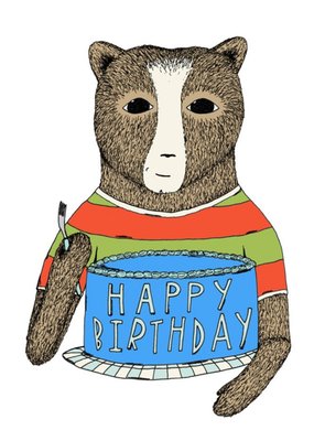 Bear Cake Happy Birthday Card