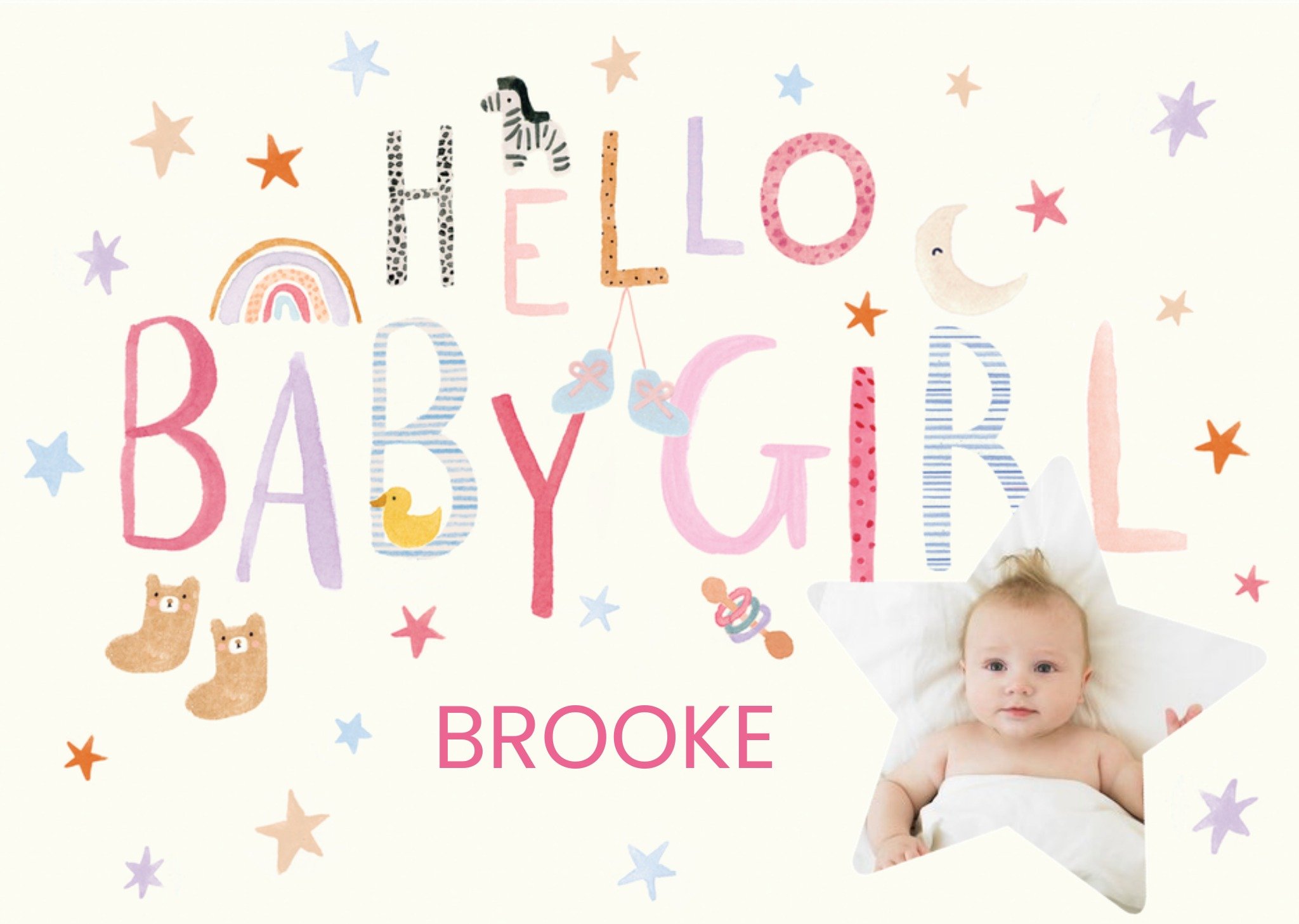 Moonpig Clintons Hello Baby Girl Photo Upload Card