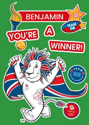 Team GB You Are A Winner Sporty Personalised Card