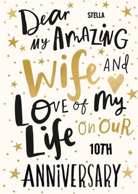 Typographic Amazing Wife Anniversary Card