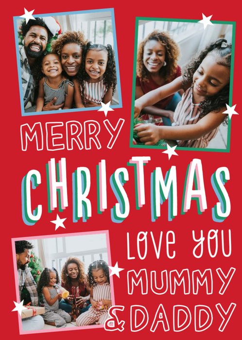 Big Bold Type Typographic Photo Upload Mummy & Daddy Christmas Card