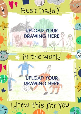 Best Daddy In The World Fun Doodle Drawing Upload Father’s Day Card
