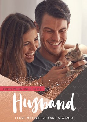 Glitter Dust To My Husband Happy Valentine's Day Photo Card