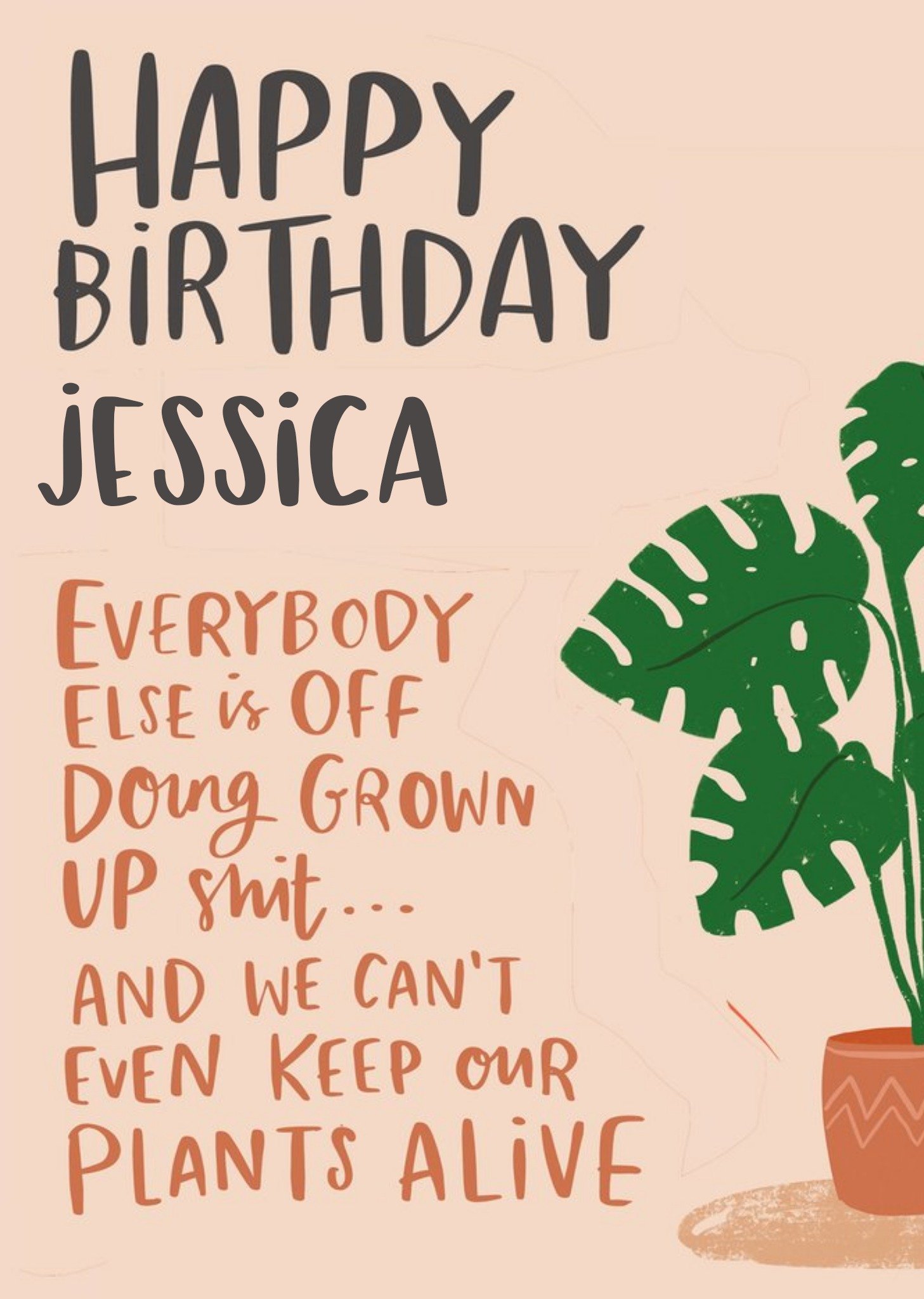 Moonpig Lucy Maggie House Plants Grown Up Stuff Birthday Card
