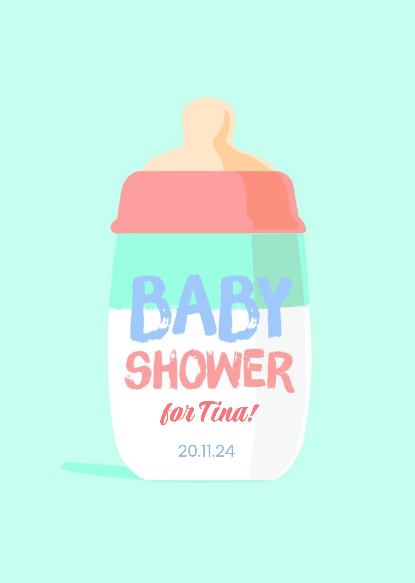 Moonpig Personalised Baby Shower Baby Bottle Card