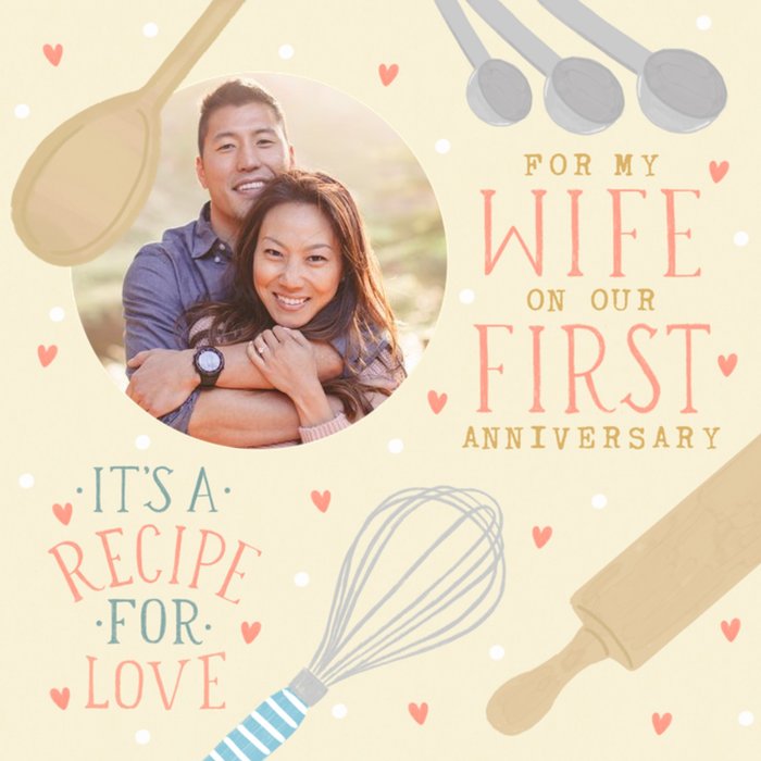 Recipe For Love For My Wife Photo Upload Anniversary Card