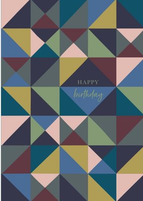 Geometric Triangle Pattern Happy Birthday Card