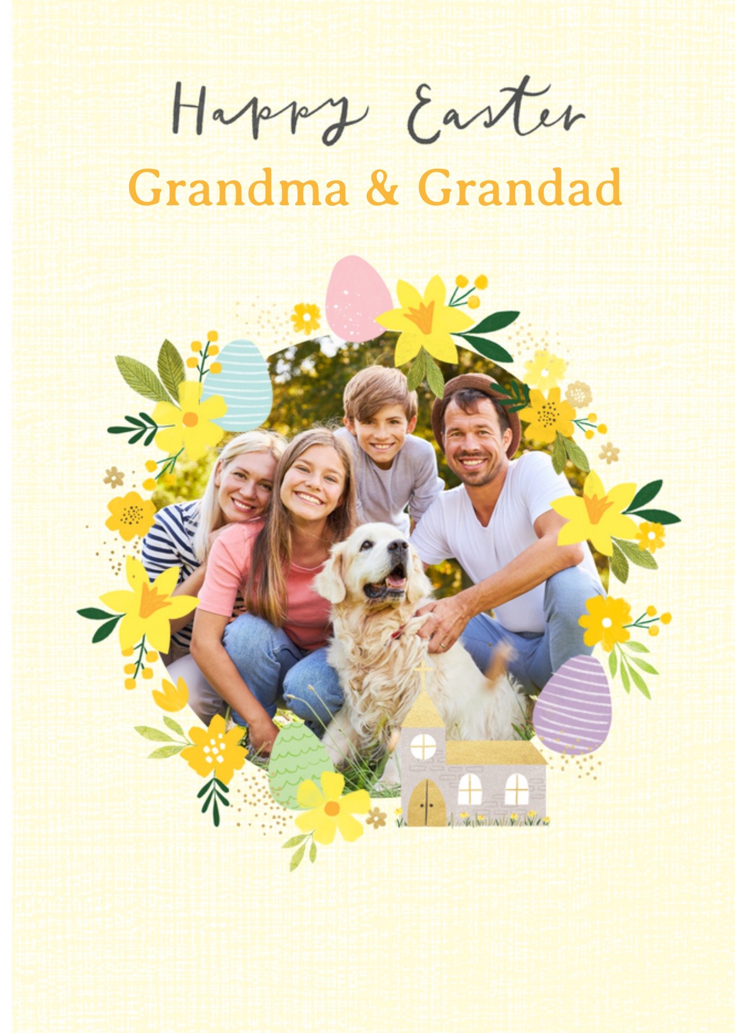 Moonpig Paperlink Happy Easter Grandma And Grandad Photo Upload Easter Card, Large