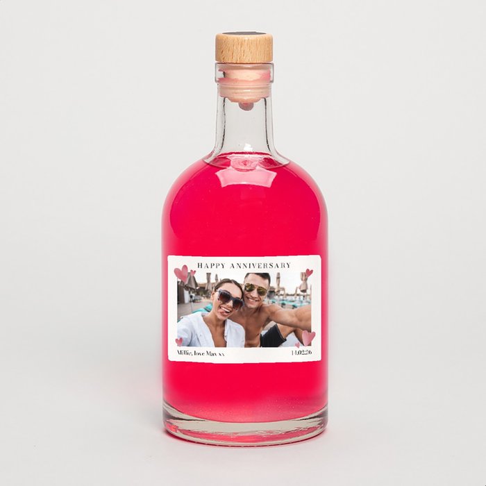 Personalised Photo Anniversary Pink Gin 50cl