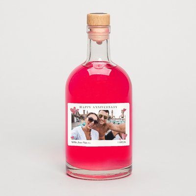 Personalised Photo Anniversary Pink Gin 50cl