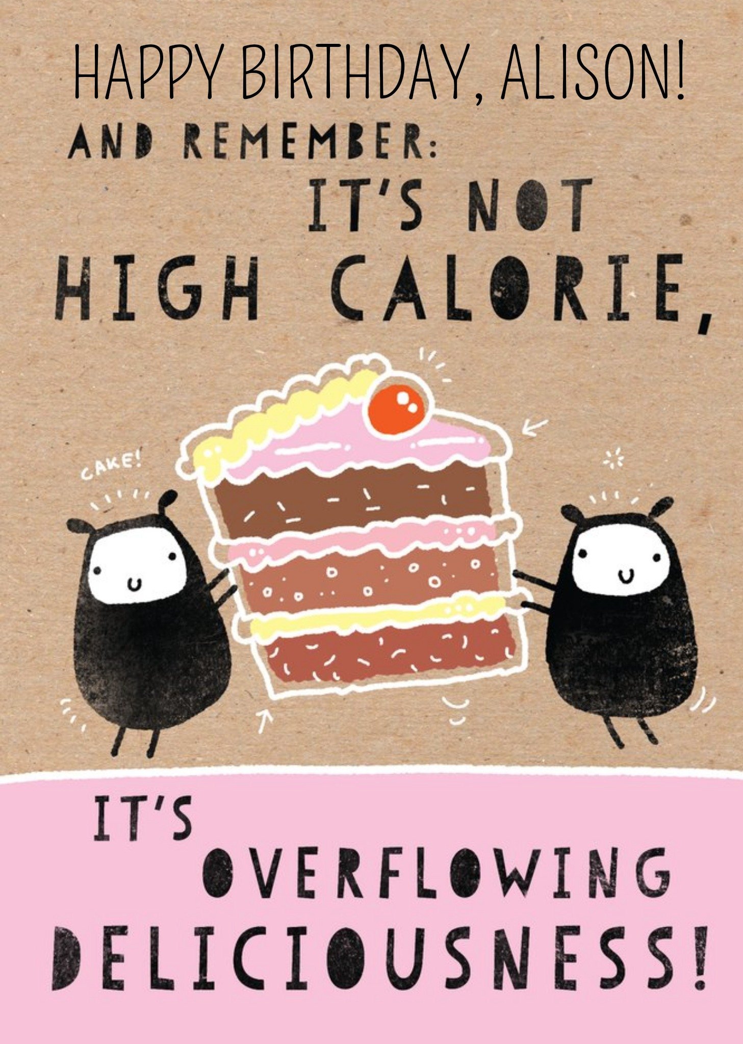 Moonpig It's Not High Calorie Cake Funny Personalised Happy Birthday Card
