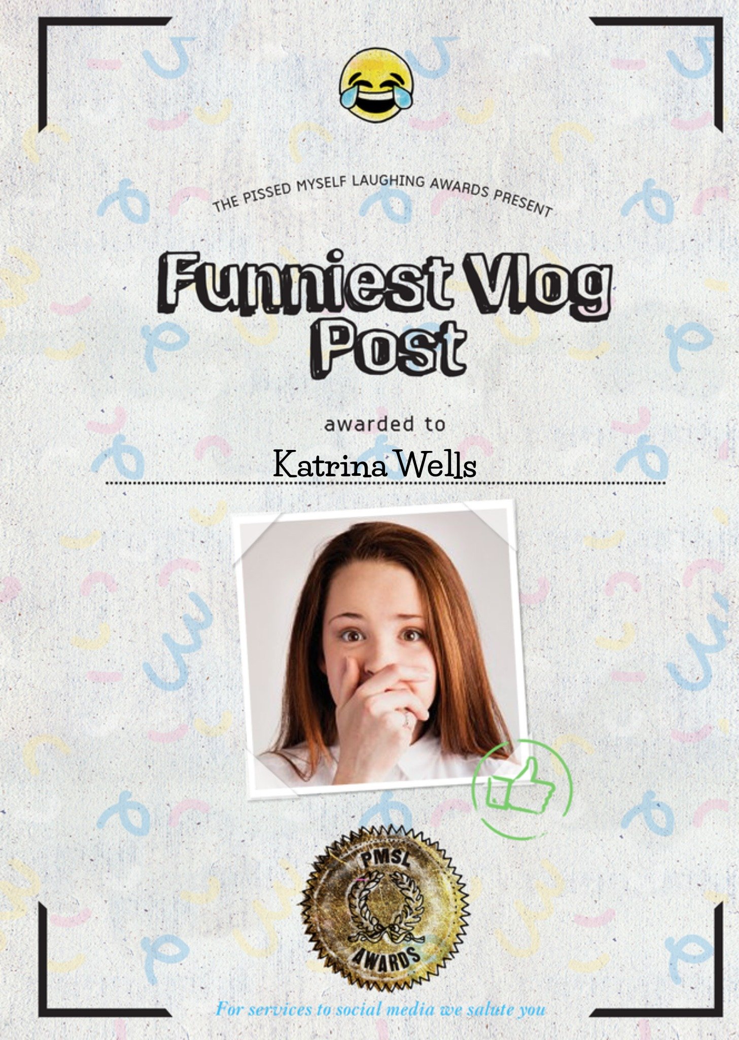 Moonpig Funniest Vlog Post Personalised Photo Upload Card