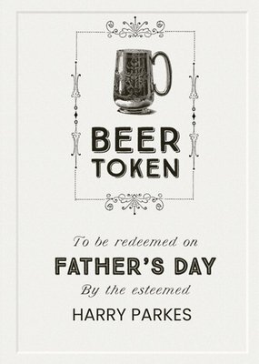 Beer Token Happy Fathers Day Card