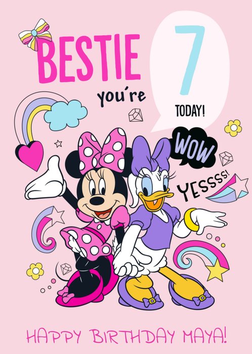 Disney Minnie Mouse And Daffy Duck Bestie You Are 7 Personalised Card