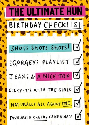 Hunsnet The Ultimate Hun Birthday Checklist Card