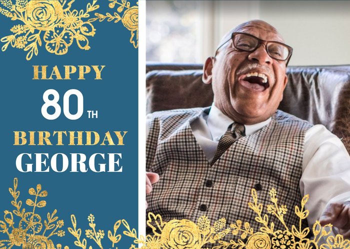 80th Birthday Photo Upload Card