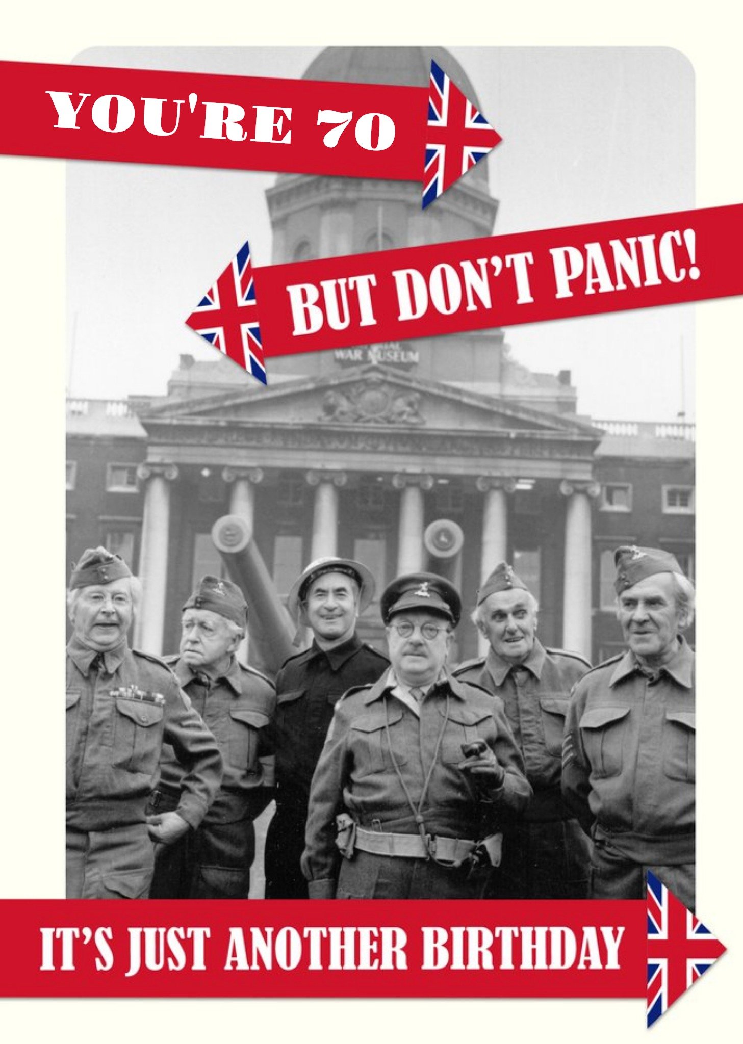 Moonpig Retro Humour Dad's Army Don't Panic 70th Birthday Card