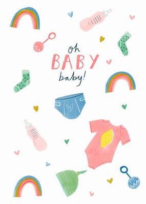 Cute Illustrated Oh Baby Baby Card